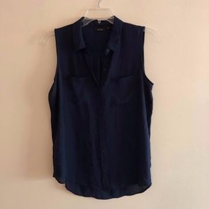Apt.9 Navy Blue Button Down Blouse w/Collar-Size L